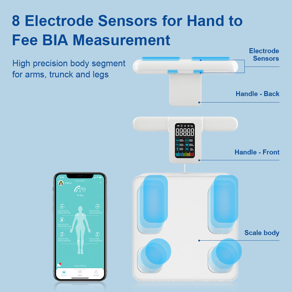 New Professional Eight-electrode Body Fat Scale Intelligent Grease Analyzer-3