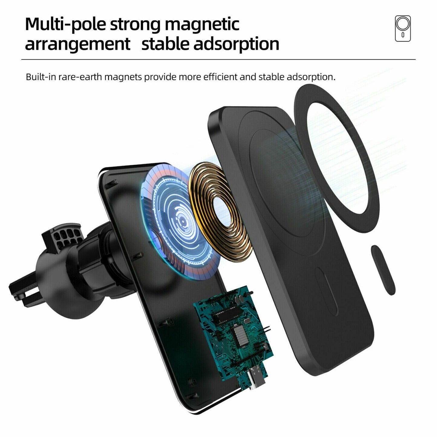 Magnetic Wireless Charger Car Mount Holder For iPhone 12 13 14 Pro Max