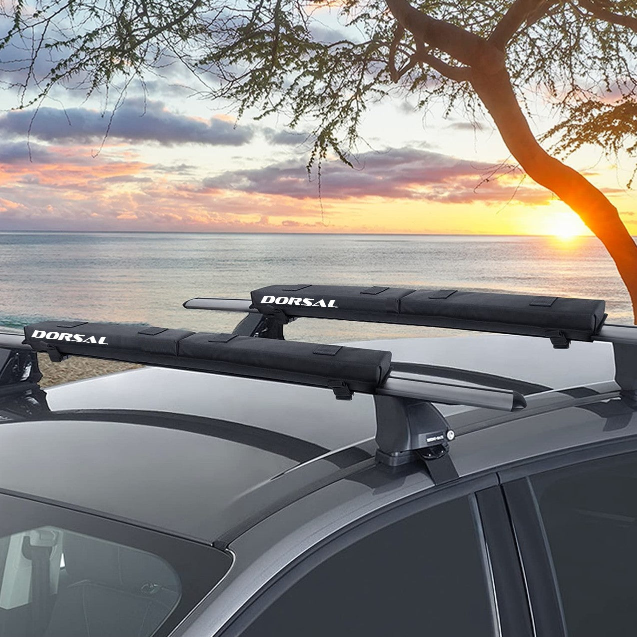 DORSAL Roof Rack Crossbar Folding Pads Lightweight Anti-Vibration - Pack of 2 for Kayak Canoe Surfboard Paddle Board SUP Snow Board-1