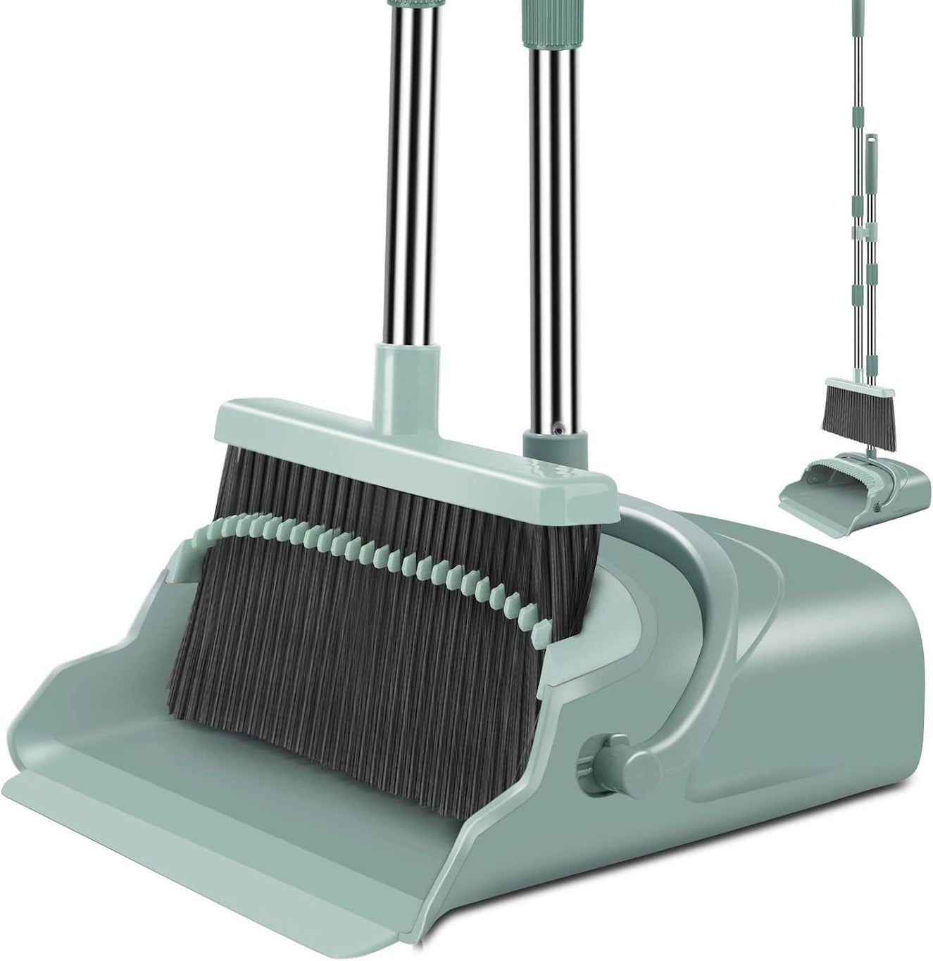 Upgrade Broom and Dustpan Set, Large Size and Stiff Broom