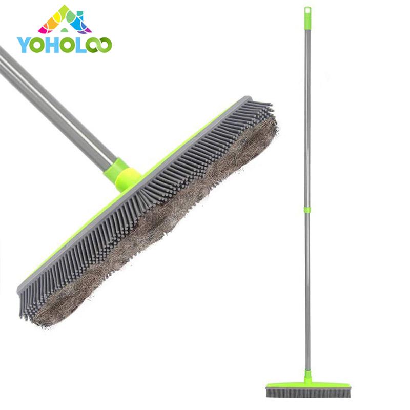 2019 Long Push Rubber Broom Bristles Sweeper Squeegee Scratch Free